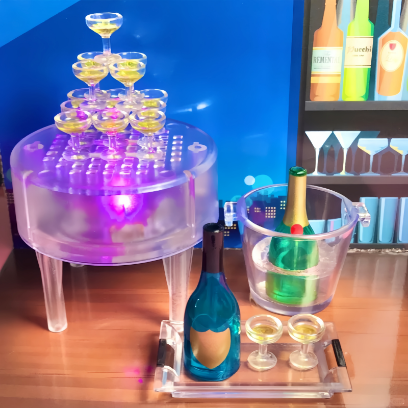 Champagne Tower Set - Epoch Tarlin Lighted Miniature Champagne Tower