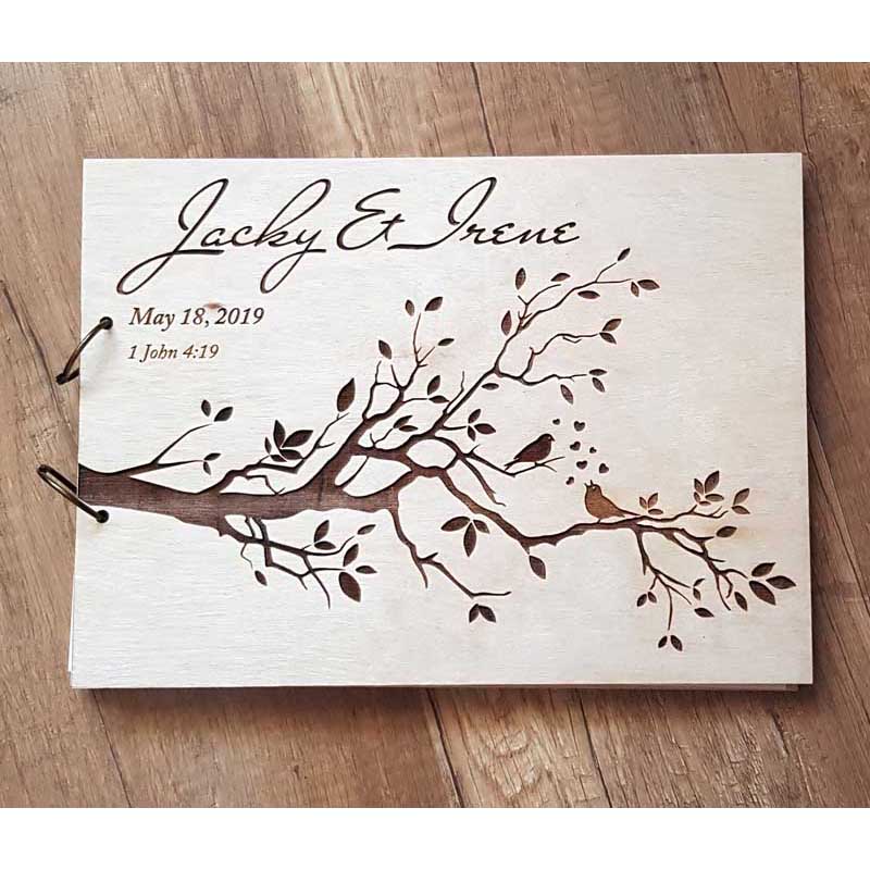 Wedding Ceremony Supply - Personalized Engraved Wooden Guest Book Bird