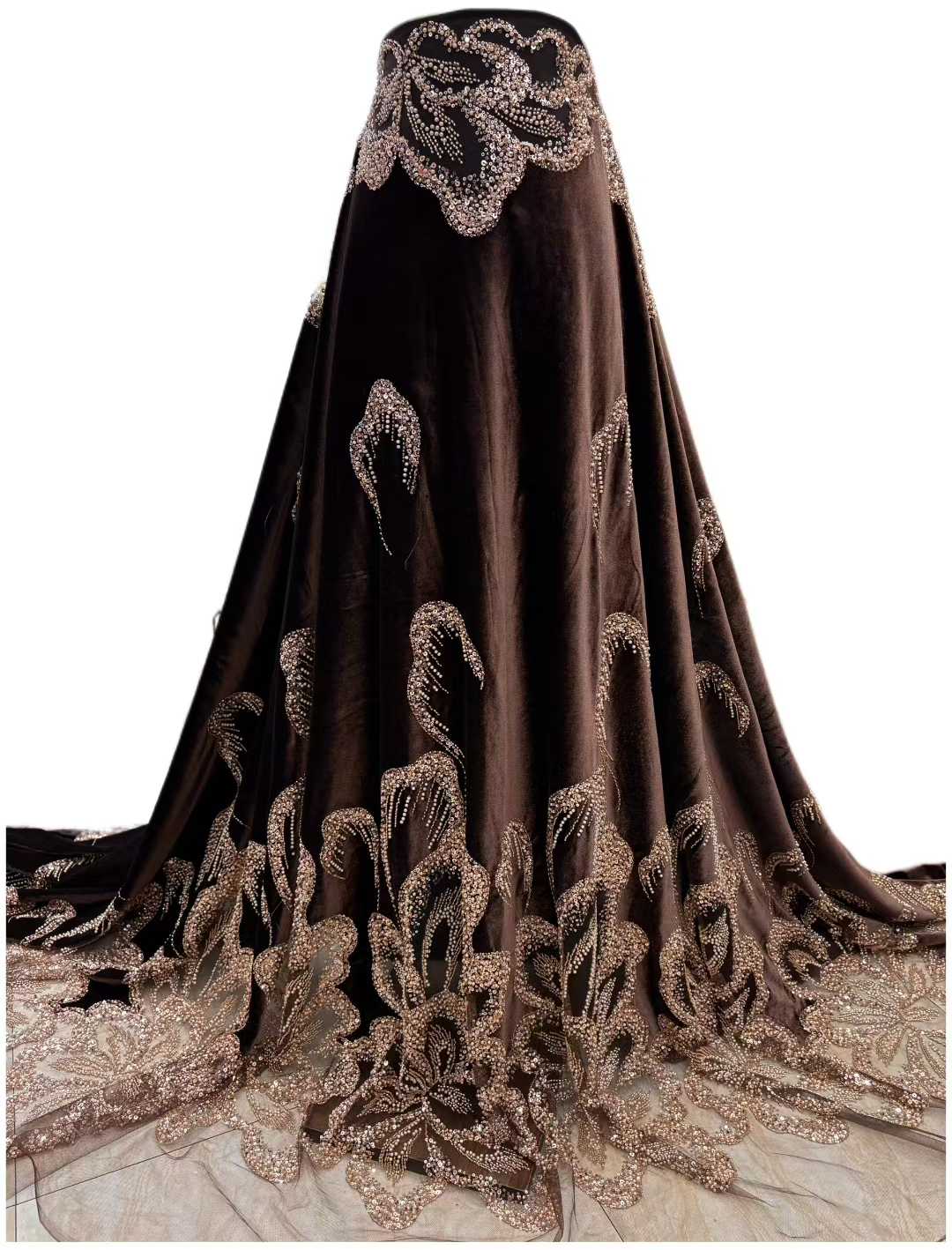 Wedding Dress Supply - African Velvet Beaded Heavy Lace Fabric
