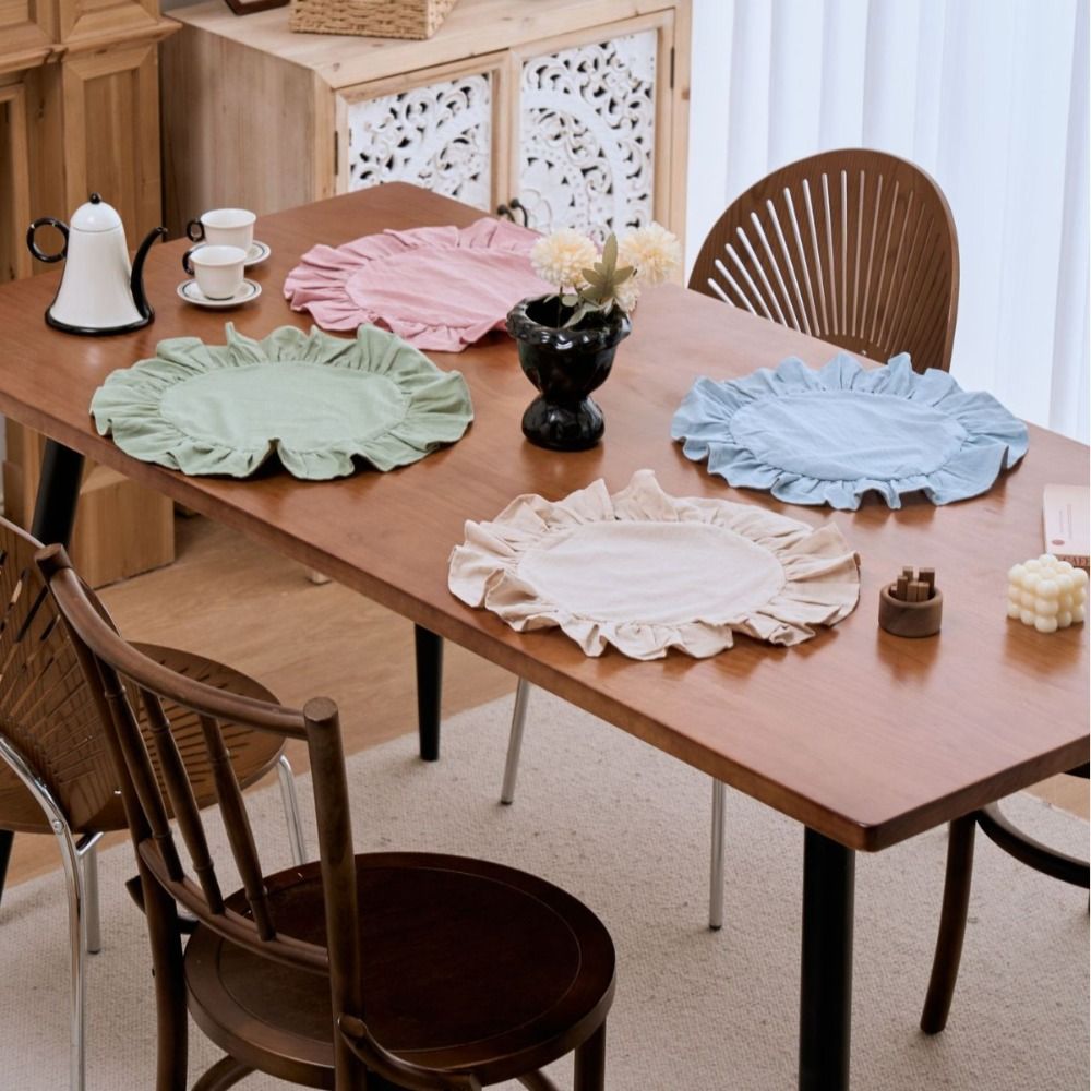 Wedding Ceremony Supply - Simple Solid Color Ruffled Placemats Round