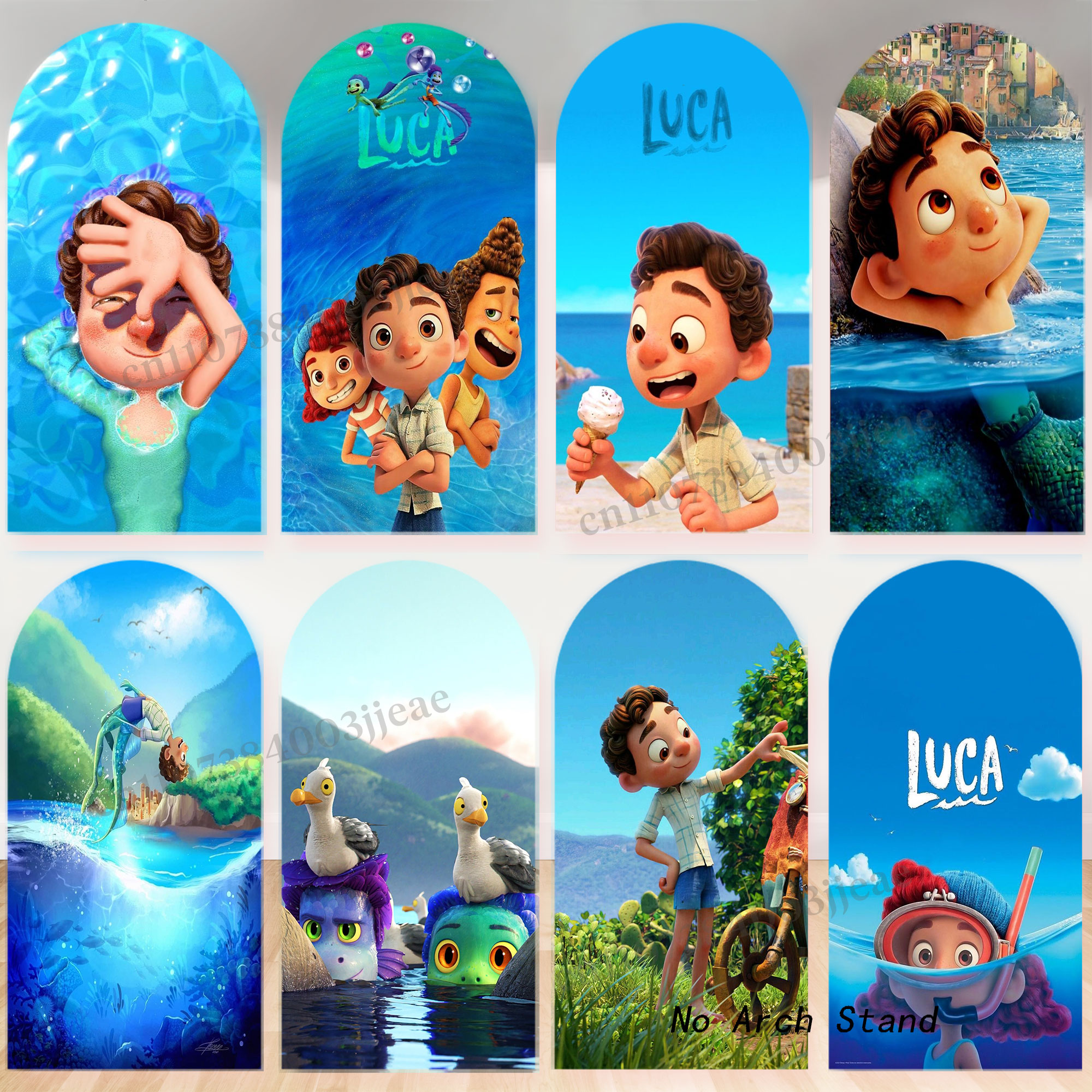 Photo Booth Prop - Cartoon Luca Theme Arch Backdrop Boys
