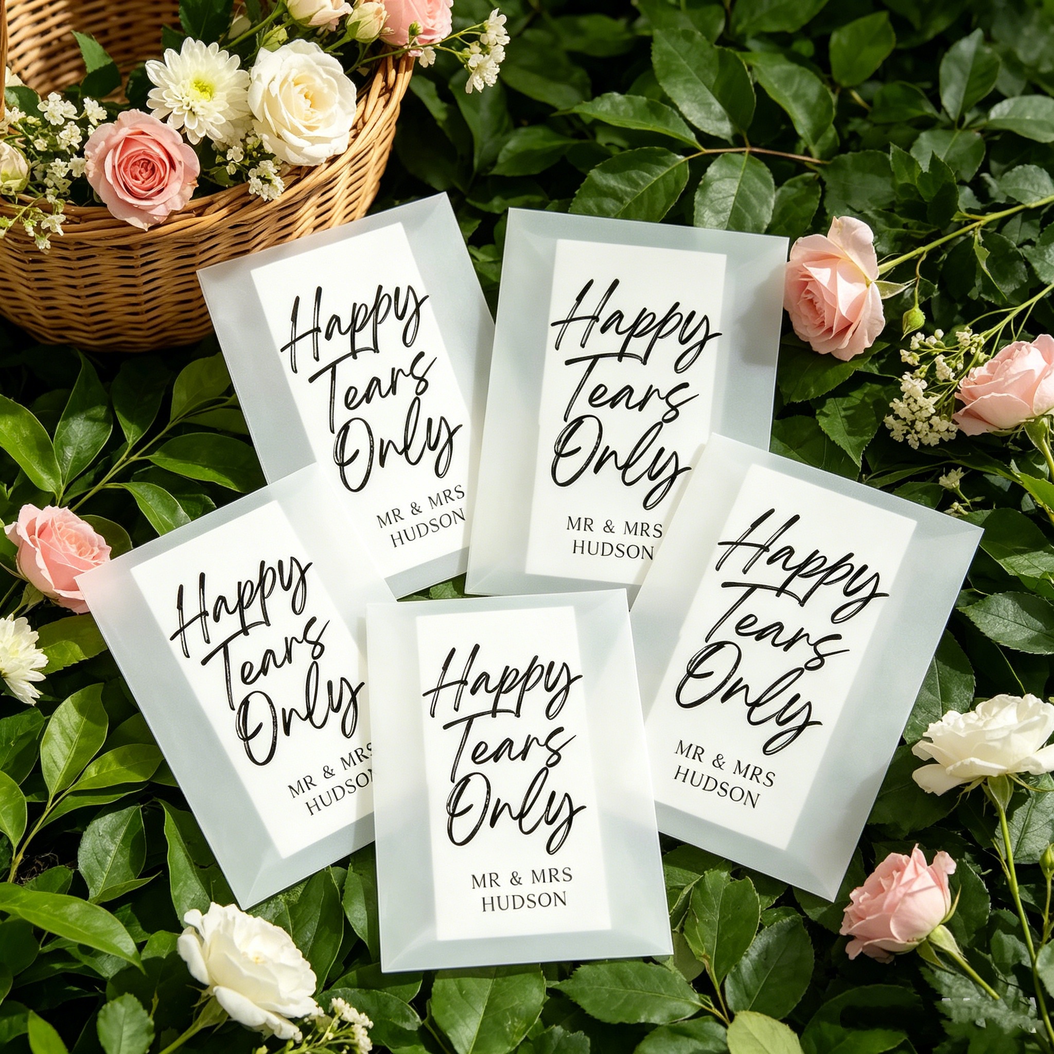 Wedding Ceremony Supply - Custom Names Wedding Tears Tissue Pouches