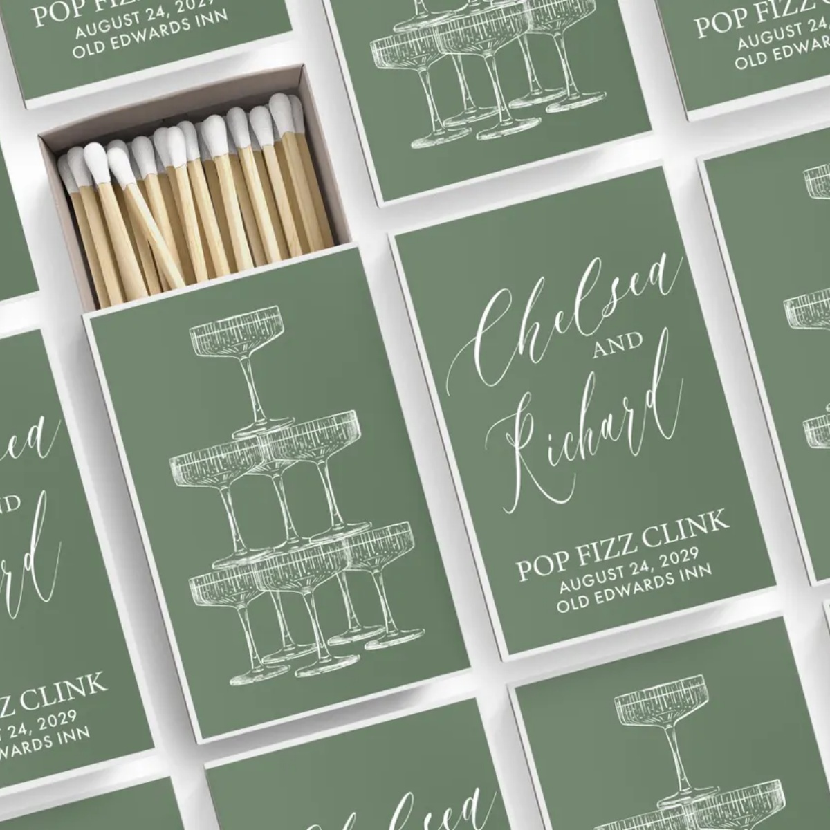 Custom Wedding Matchbooks SET  - Champagne Tower Set avis et prix