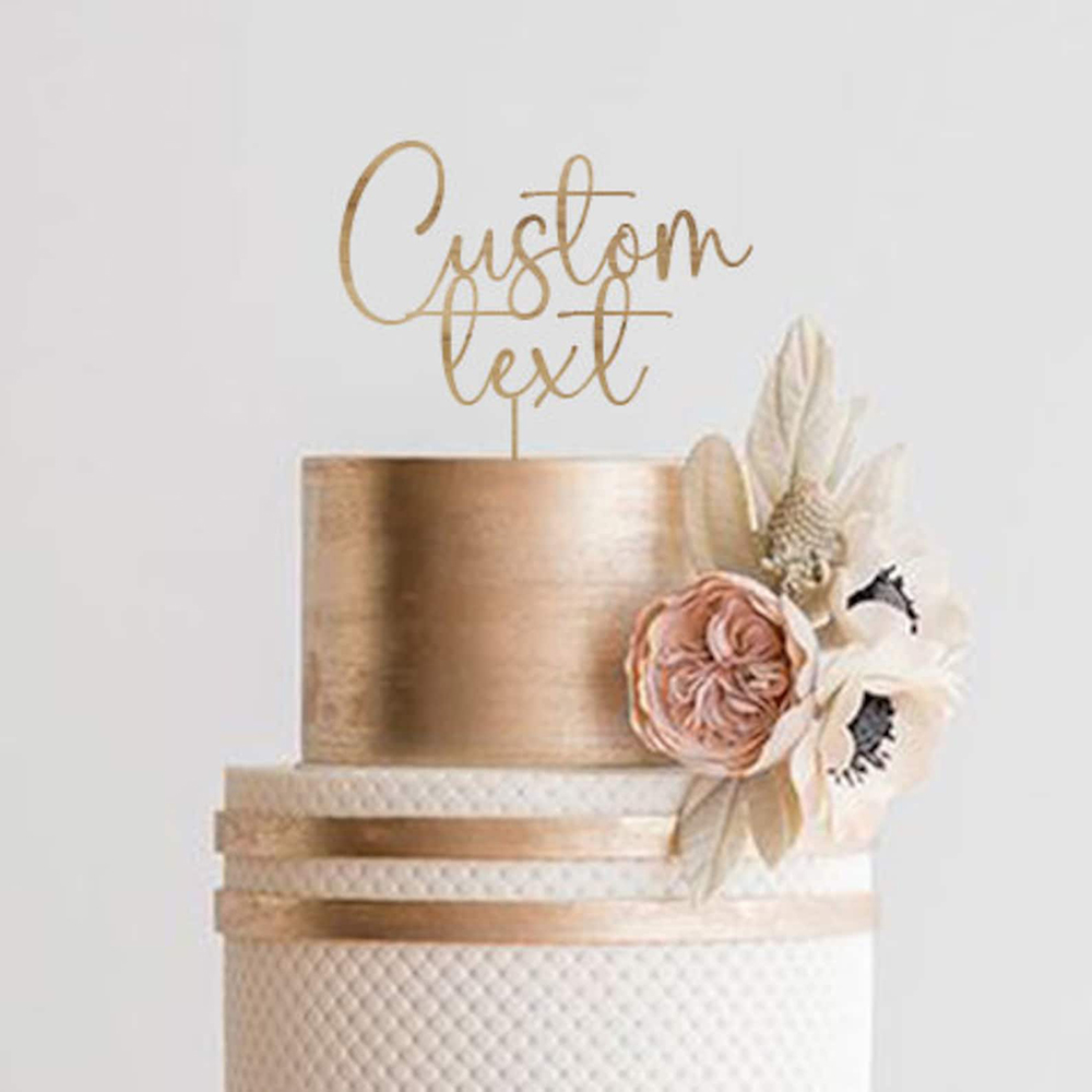 Custom Text Gold Acrylic Cake  - Wedding Ceremony Supply avis et prix