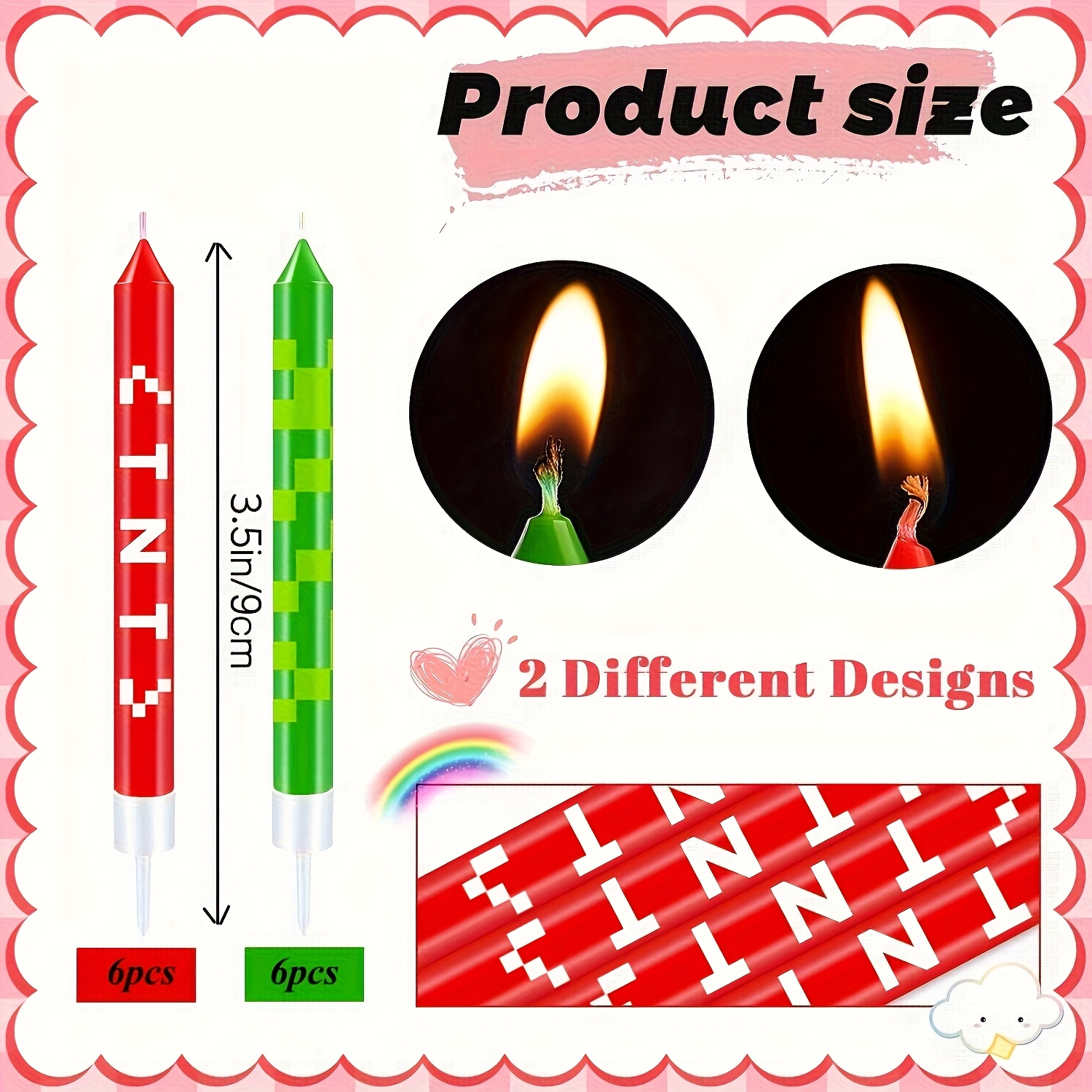 12/24pcs Green Pixel Cake Cand - Unity Candle Set avis et prix