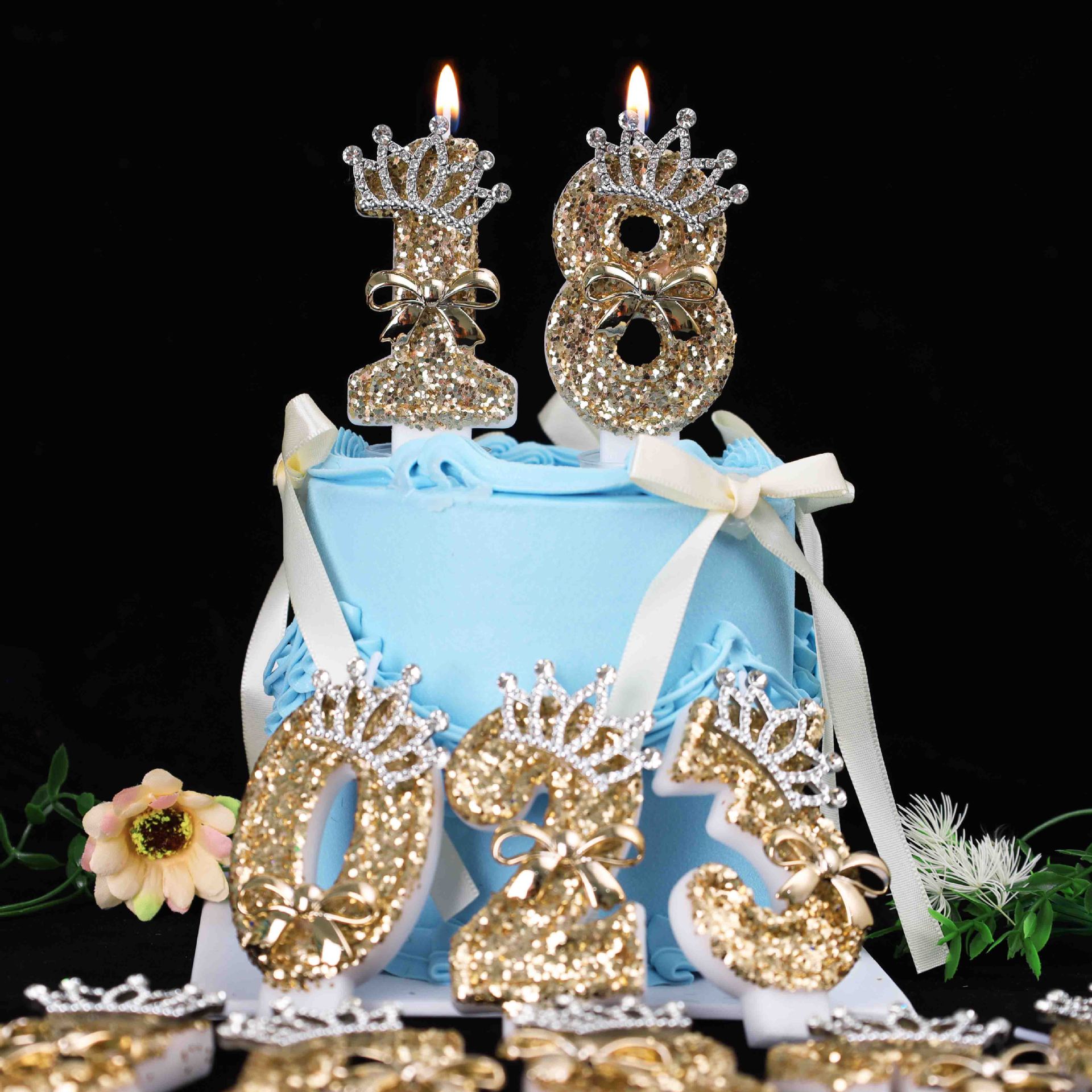 0-9 Gold Glitter Crown Number  - Unity Candle Set avis et prix