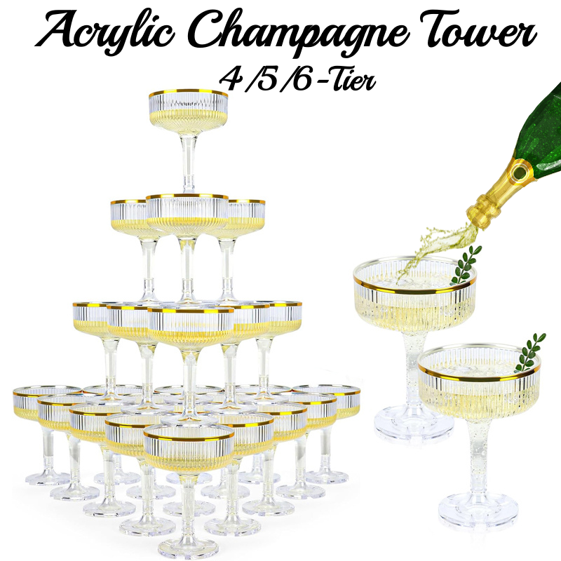 4-6Tier Acrylic Champagne Towe - Champagne Tower Set avis et prix