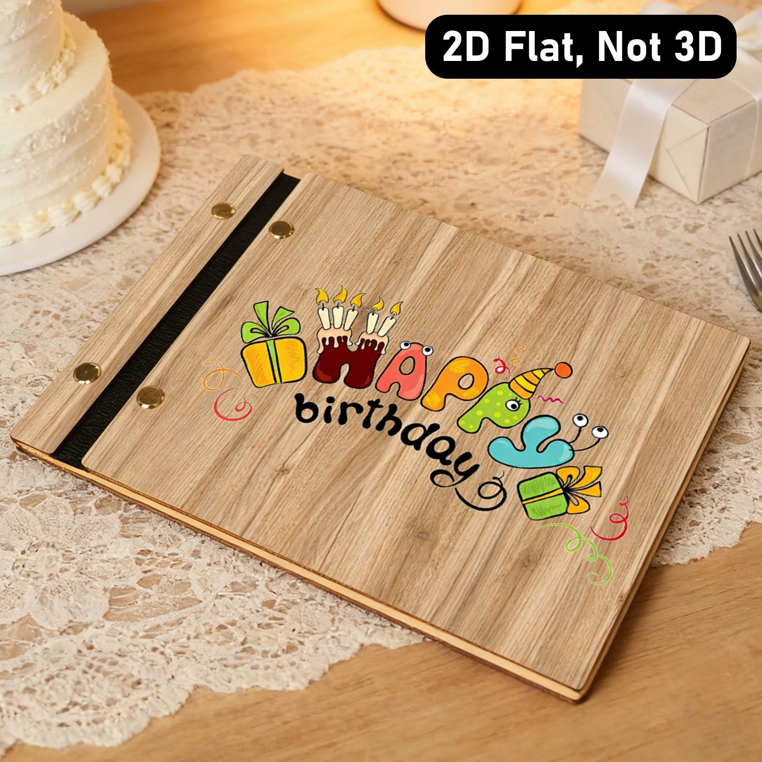 Cute Happy Birthday Wooden Gue - Personalized Guest Book avis et prix