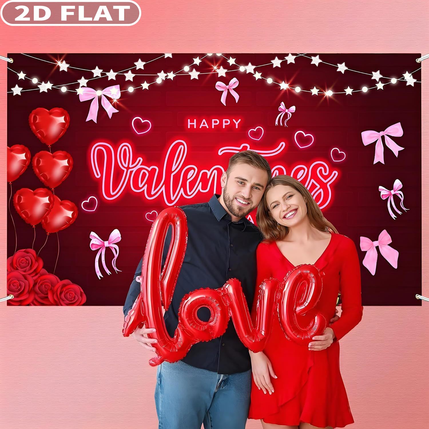 2D FLAT 1pc Happy Valentine's  - Photo Booth Prop avis et prix