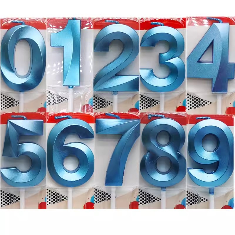Blue Number Cake Candles 0 1 2 - Unity Candle Set avis et prix