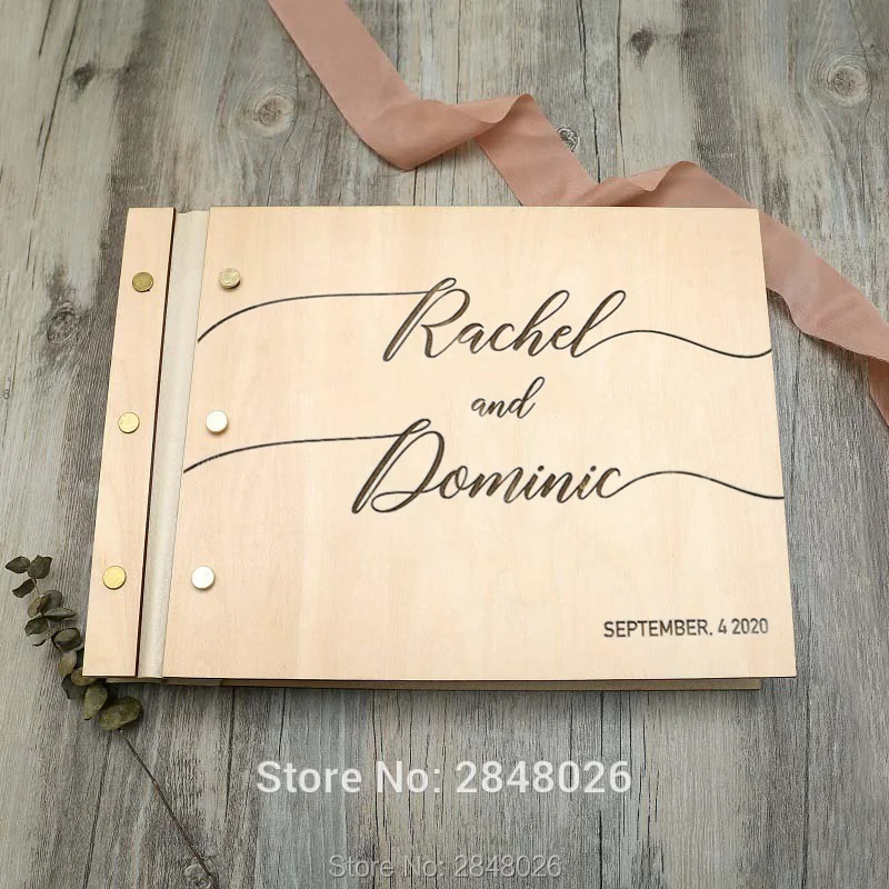 Rustic engraved couple names w - Personalized Guest Book avis et prix