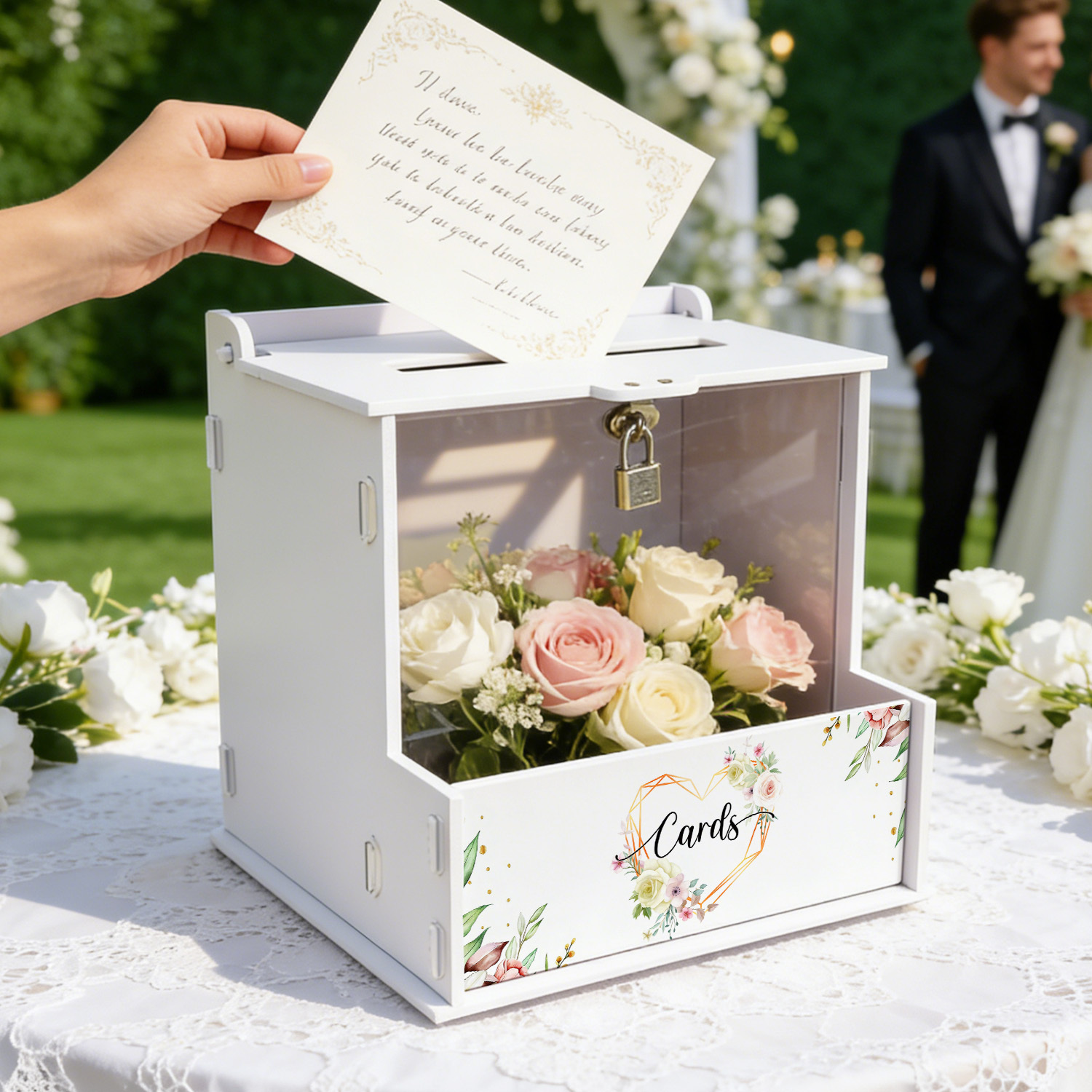 White PVC Wedding Card Boxes w - Wedding Favor Box avis et prix
