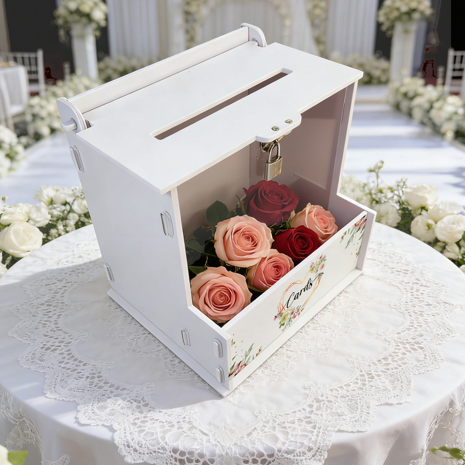 White PVC Wedding Card Boxes w - Wedding Favor Box avis et prix