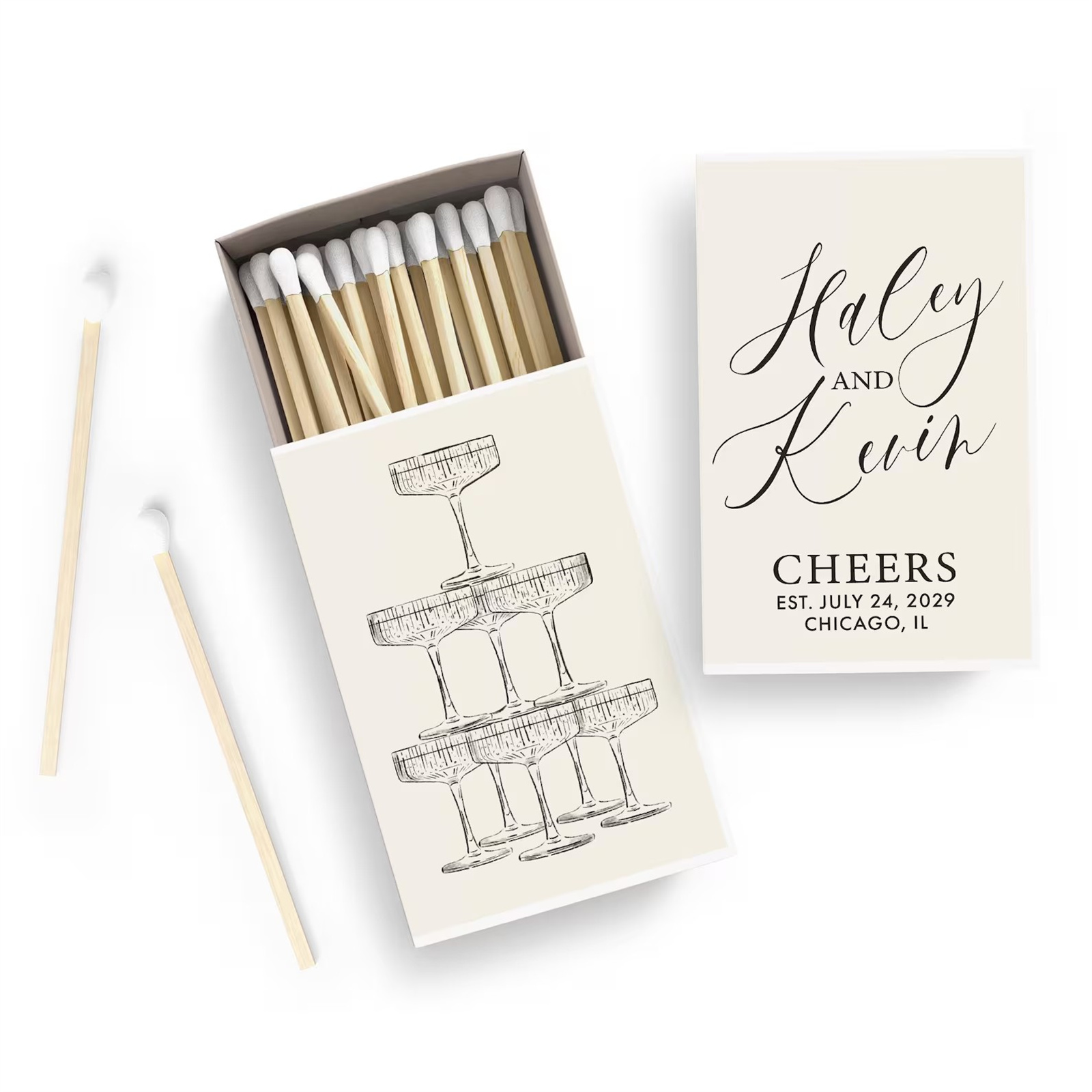 Personalized Matchboxes SET OF - Champagne Tower Set avis et prix