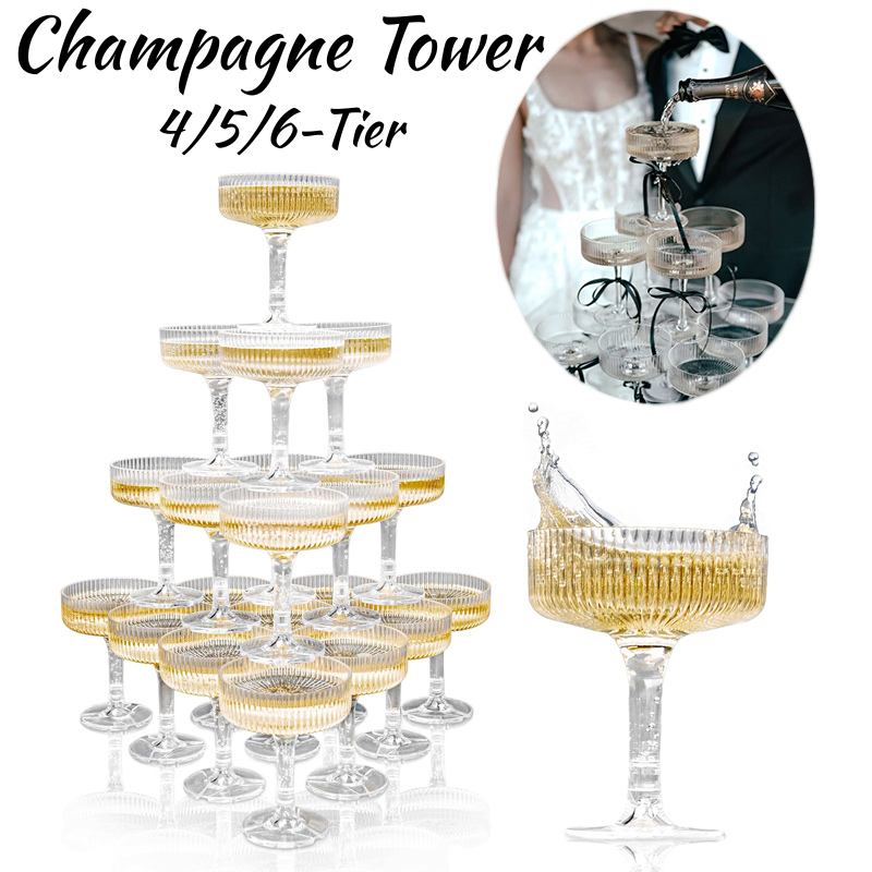 4-6Tier 7oz Plastic Champagne  - Champagne Tower Set avis et prix