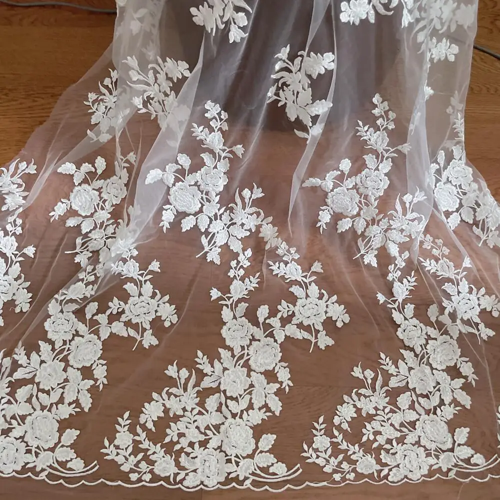 French Embroidered Lace Fabric - Wedding Dress Supply avis et prix